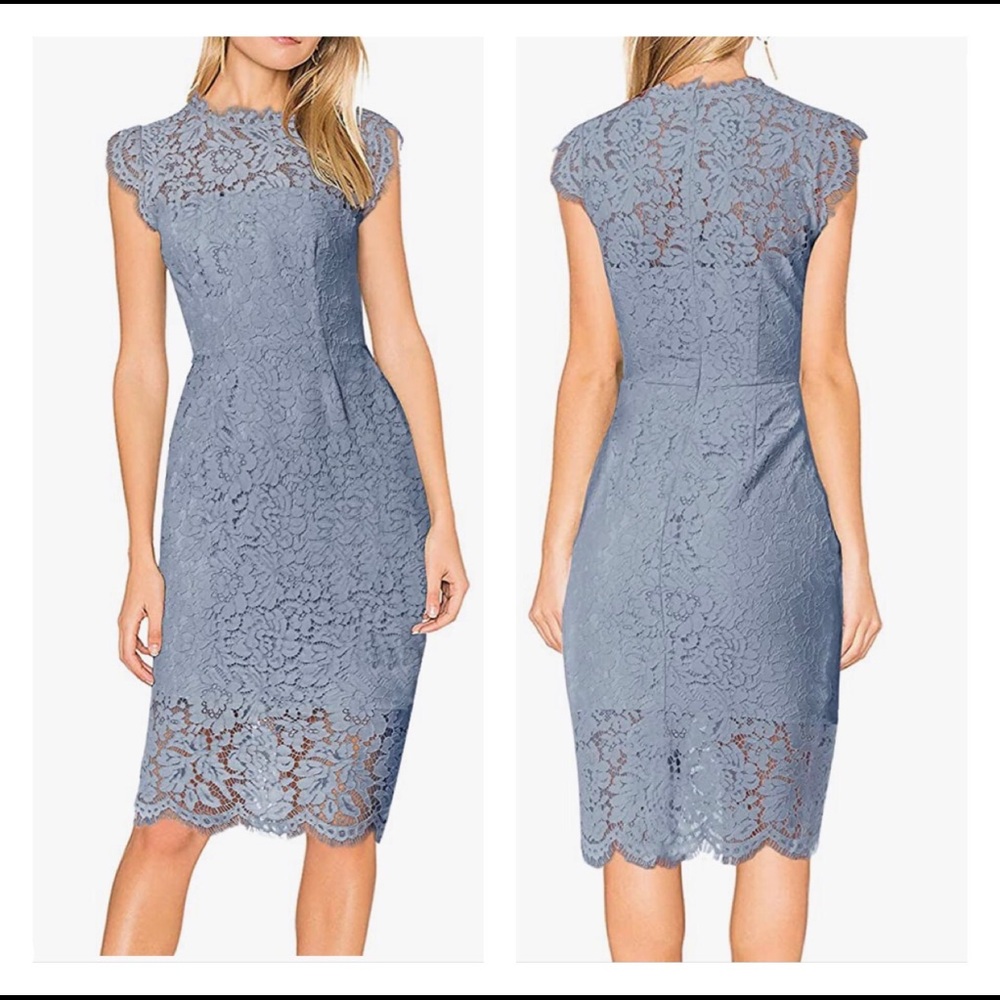 Sleeveless Lace Floral Elegant Cocktail Dress Crew Neck Knee Length for Party